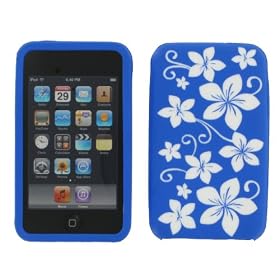 Hawaiian Flower Design Silicone Skin Case Cover with Screen Protector for iPod Touch 2 (2nd Generation) 8gb 16gb 32gb MP3 Player + Bonus Young Micro Shoe Silicone Pouch for Nike+ Sensor (iPod Touch 2 NOT included)