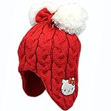 ハローキティ ぼんぼん付き 毛糸の帽子 男児 女児 サンリオ （ピンク46cm）