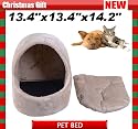 13.4" Dog Cat Pet Bed House with Mat Sofa Light Brown