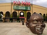 Bronze Face at PGE Park, Home of the Portland Beavers and Portland Timbers, Portland, Oregon, USA Photographic Poster Print by Janis Miglavs, 16x12