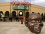 Bronze Face at PGE Park, Home of the Portland Beavers and Portland Timbers, Portland, Oregon, USA Photographic Poster Print by Janis Miglavs, 64x48