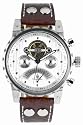 Burgmeister Limoges BM136-984 Herren Automatik Uhr Edelstahl/bicolor weiß offene Unruh Datum/Tag/Monat/24h Leder braun
