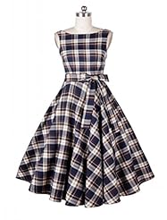 Flared-Skirt Cocktail Floral Print Sleeveless Cotton Vintage Bridesmaid Dress/Party Dress/Wedding Dress 