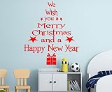 DIY We Wish You a Merry Christmas and Happy New Year. Christmas Tree Shape Home Stickers Removable Decal Home Art Decoration