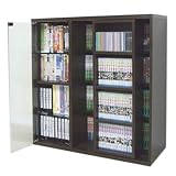 スライド収納 D34 ガラス扉付き ブラウン 幅90cm 24645 【21328】