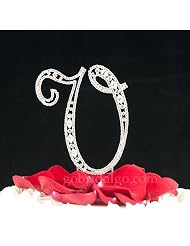 Swarovski Crystal Monogram Cake Topper Vintage Style - Letter V by 