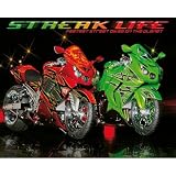 Streak Life (Red & Green Motorcycles) Art Poster Print - 16x20