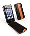 Tuff-Grip slim-line leather case cover for Apple iPhone 4 / 4G / 4S - Black/Orange - Sports Range