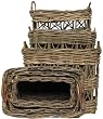 Country Rattan Rectangle Baskets Set / 3 L-21" x 12.5" x 17"