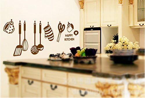 DIY Wall Cute Decor Art Decal Sticker Removable - Happy Kitchen (Model:105,23*17 Inches)