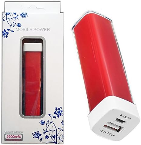 Halfdirect Original Lipstic 2600mah External Portable Power Bank Backup Battery USB Charger for All Apple, Samsung Galaxy, Htc, Nokia, Lg Mobile Phones (Red)
