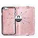 BENTOBEN Compatible with iPhone 6 Case, Flip Folio Premium Faux Leather Cover Wallet Credit Card Slots Cash Holder Wristlet Detachable Slim Case for iPhone 6/6S 4.7 inch [Patented Pattern], Rose Gold