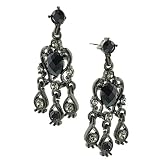 1928 Bridal New Series Jet Black Crystals Diamond Cut Chandelier Earrings