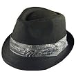 New Linen Cotton Stingy Brim 3 Pleat Fedora Hat Cap Black Small - Medium