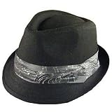 New Linen Cotton Stingy Brim 3 Pleat Fedora Hat Cap Black Small - Medium