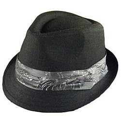 New Linen Cotton Stingy Brim 3 Pleat Fedora Hat Cap Black Small - Medium