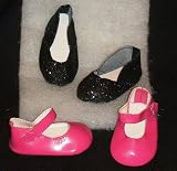 Hot Pink Mary Jane Shoes and Black Sparkle Flats. Fit Dolls Such as American Girl® and Bitty Baby®