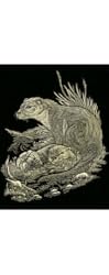 Gold Foil Engraving Art Otters