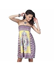 General Print Belted Off the Shoulder Sleeveless Summer Tunic 