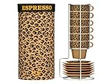 Present Time Espresso Bud Set Tower Leopard with Ceramic Stand