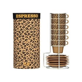 Present Time Espresso Bud Set Tower Leopard with Ceramic Stand