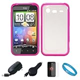 Durable Crystal Hard Case Cover with Pink Rubberized TPU Silicone Skin Edge ....