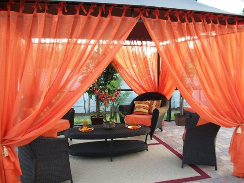 Outdoor Gazebo Patio Drapes Tangerine Sheer (59X84) (2) Panels 51A6AC%2B06tL Outdoor Gazebo Patio Drapes Tangerine Sheer (59X84) (2) Panels