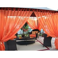 Outdoor Gazebo Patio Drapes Tangerine Sheer (59X84) (2) Panels