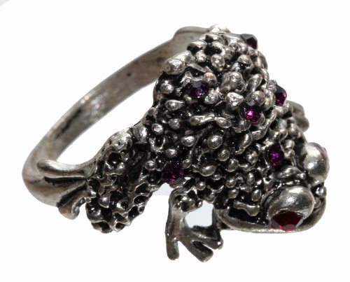 Lucky Frog Cocktail Thumb Rings, with Purple Cz Stone, * Free Shipping From Hawaii