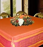 Tablecloth 70-inch Square, Les Festives, European Jacquard Linen-Cotton