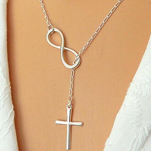 shining Dearls Jewellery TX294 Fashion Casual Personality Cross Lariat Pendant Silver Plated Infinity Choker Necklace Jewelry