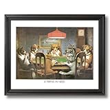 Solid Wood Black Framed Coolidge Dogs Playing Poker At Table A Friend In Need #1 Animal Pictures Art Print
