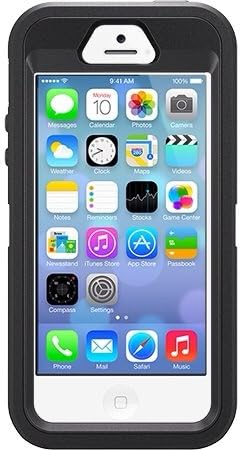 OtterBox Defender Series Case with Holster Clip & Screen Protector for iPhone 5 & 5s - Retail Packaging - Black/Black