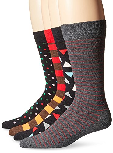 Happy Socks Men’s Combed Cotton Socks Gift Box, Black/Grey Assorted, 10-13 (Pack of 4)