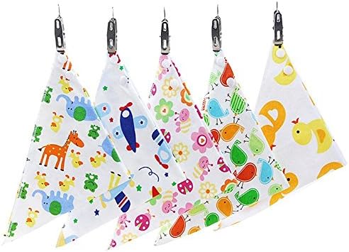 XZQ Baby Bandana Drool Bibs with Snaps, Unisex 5-pack Absorbent Cotton Bibs ,Cute Baby Gift for Boys &amp; Girls