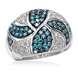 Blue Diamond Fashion Ring 1 Carat (Ctw) 14K White Gold Ring