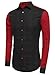 Coofandy Men's Fashion Turn Down Collar Patchwork Contrast Polka Dots Casual Shirts,Medium,Black