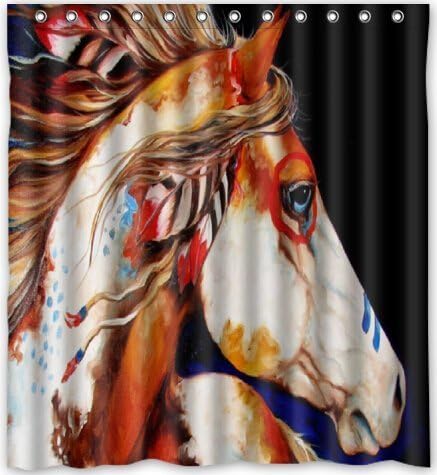Hello 66x72 inches Spirit Indian War Horse The Gift 100% waterproof polyester Shower Curtain Rings Included NewFabric Bath Curtain