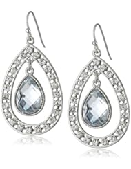 1928 Jewelry "Basic Classics" Silver-Tone Crystal Caged Pearshape Drop Earrings