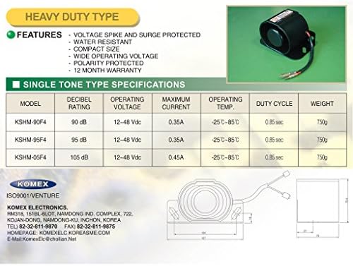 [KOMEX] KSHM Heavy Duty Back-Up Alarm / 97 dB / 12-48V
