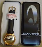 Valdawn Star Trek Musical Watch Black Band Gold Colored Face