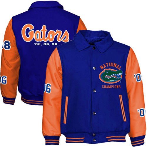 Florida Gators BCS National Champions Royal Blue Wool/Leather Champs Varsity Jacket (XXXX-Large)