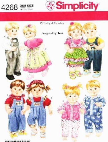 SIMPLICITY 4268 15# BABY DOLL CLOTHES ~ FITS TWIN DOLLS