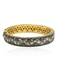 14kt Yellow Gold Diamond Pave Bangle Bracelet Antique Style Jewelry