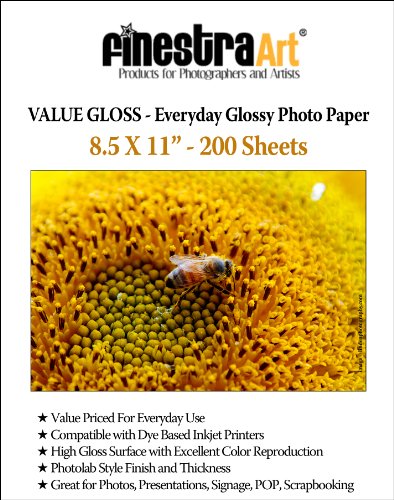 Finestra Value Gloss - Glossy Everyday Photo Paper, 8.5 X 11 Inches (200 Sheets)