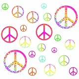 DCWV Wall Art Peace Signs, Girl, Peel-Stick, Multi