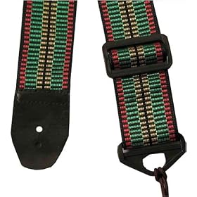 Gear 1 Music 2'' Webbed Nylon Value Strap for Acoustic Guitar - Green, Red and Yellow (w/ Gear 1 Music Guitar Pick)