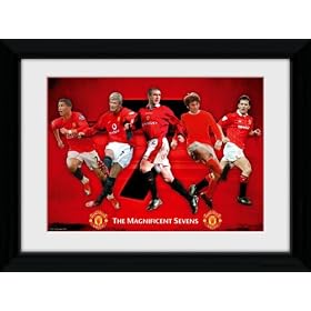 GB Eye Ltd - Photographie encadr�e "Manchester United, Magnificent 7's" - 40 cm x 30 cm (Import Grande Bretagne)