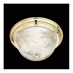Clear Ribbed Flush Mount in Polished Brass by Thomas Lighting