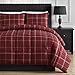 Comfy Bedding Luxurious Rose Red Plaid Down Alternative 3 Piece Comforter Set (King, Red)